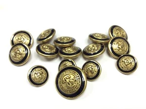 SET 15   BOTTONI  BLAZER ORO BLACK GRIFONE NYLON - Picture 1 of 2