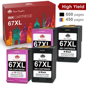 Cartucho de tinta 67XL color negro para HP ENVY 6055 6058 6075 DeskJet Plus 4152 4155 - Imagen 1 de 13