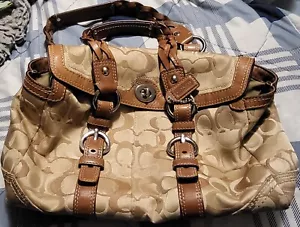 Tan Coach Double Handled Satchel Handbag - Picture 1 of 5