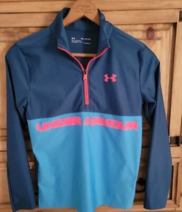 Under Armour Jacket-Girls Youth YXL-Heat Gear Pullover-Loose Fit 1/3 Zip  Teal - Picture 1 of 12