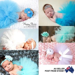 Baby Girl Newborn Photo Costume Photography Prop Outfit Tutu Skirt Headband set - Picture 1 of 8