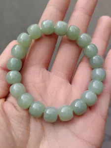 100%True Hetian Jade Bracelets Light Green Jade Bracelet+Certificate+fine Box - Picture 1 of 12