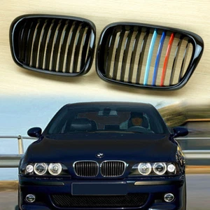 M-Color For BMW E39 4D Sedan M look Shiny Black Kidney Grilles 520i 530i 540i - Picture 1 of 5