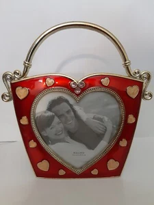 Enamel Filigree Heart Jewels Table Wall Basket Photo Frame Photo 4x4" Romantic - Picture 1 of 6