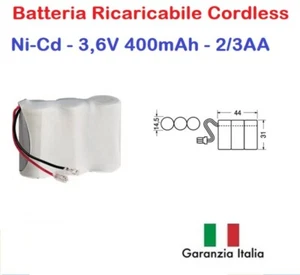BATTERIA CORDLESS PANASONIC SONY NI-CD 2/3AA 3,6V 400mAh T107 - Foto 1 di 1