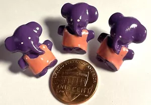 3 Vtg NOS JHB Purple Pink Elephant Shank Buttons Kids Novelty 22mm 7/8" 15021 - Picture 1 of 2