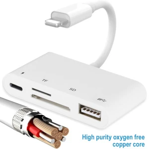 8-Pin to USB2.0 Micro SD TF Card Reader w/Charging Port Adapter for iPhone/iPad - Picture 1 of 12