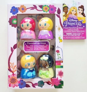 Disney Princess (4-PACK) Flavored Lip Gloss Ariel Cinderella Tiana Cinderella - Picture 1 of 4