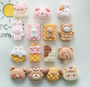 20Pcs Mixed Resin Animals Cookies Foods Flatback Buttons for Crafts DIY Decor - Picture 1 of 13
