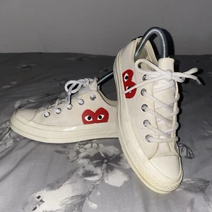 Converse play trainers Shoes pumps Size UK 4 Beige Canvas Comme Des Garçons - Picture 1 of 8
