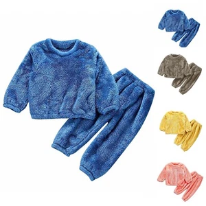 Toddler Kids Boys Girls Winter Outfits Long Sleeve Fleece Tops Pants Pajamas Set - Picture 1 of 30