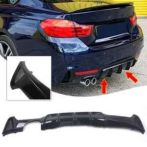For 14-20 BMW F32 F33 F36 Gloss Black Color M Sport Rear Diffuser Lip 2014-2018 - Picture 1 of 12