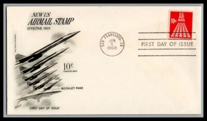 US FDC # C72bv 10c 50 Star Runway Fleetwood from pane 1968, 9p839 - Picture 1 of 1