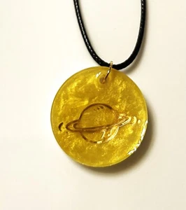 Saturn Solar System Pendant Necklace – Resin Art Jewelry - Handmade - Picture 1 of 2