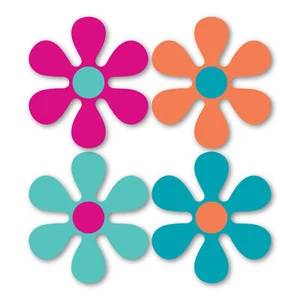 70's Bright Flower 4 Piece Magnet Pack - Picture 1 of 1