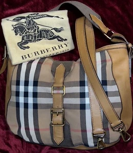 Burberry Signature Vintage House Check Cotton Canvas Hobo Crossbody Bag w/Box - Picture 1 of 18