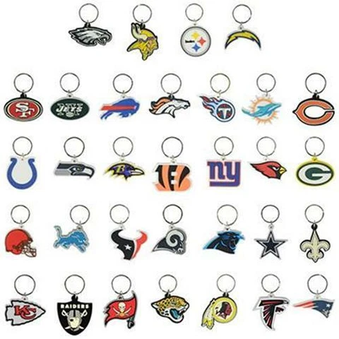 LOT OF (5) NFL KEYCHAINS SOFT RUBBER PVC PICK YOUR TEAM GREAT FOR PARTIES Cover