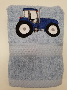 Personalizado Azul Tractor Cara Paño Franela Añadir Nombre Bordado Pascua Regalo - Imagen 1 de 1