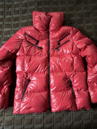 Giacca piumino logo Moncler vintage vernice Lampo rosso GIOVENTÙ grande