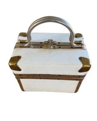 Vintage 1960's Delill White Ostrich Leather Train Case Box Purse - Image 1 of 4