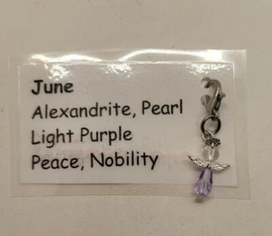 Guardian Angel June Birthstone Charm/ Zipper Pull; Alexandrite; Handmade; GP; SP - Picture 1 of 3