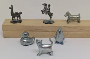 6 Monopoly Board Game Movers Animal Mixed Set Metal Tokens Pieces Part Spares - Bild 1 von 2