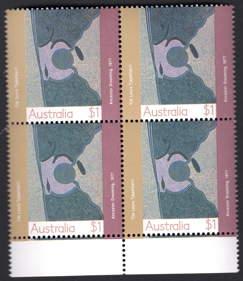 $1.00 Aboriginal / Aborigine Desert Art Stamps Australia  1988 Block of 4 MNH - Image 1 of 1