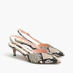 J Crew Echtleder Schlangenprägung V-Ausschnitt Slingback Sophia Pumps Absatz 6,5 - Bild 1 von 2