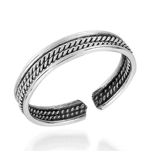 Double Twist Rope Balinese .925 Silver Toe or Pinky Ring - Picture 1 of 3