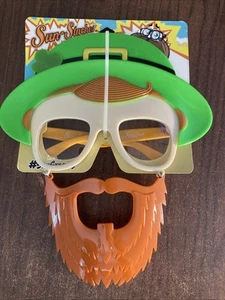 Sun Staches LEPRECHAUN Face GLASSES NEW Irish St Patricks MUSTACHE SUNGLASSES - Picture 1 of 2