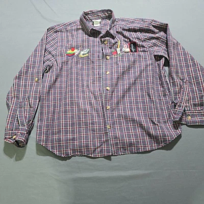 Bon Worth Women's XL  Button Shirt plaid Embroidered teacher collar education - Image 1 of 4