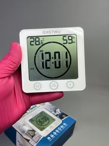 Digital Alarm Clock Timer Bathroom Shower Waterproof Temperature Humidity Meter - Picture 1 of 23