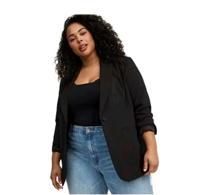 Chaqueta Blazer Torrid Mujer Studio Ponte Ajuste A Medida 1 Botón Talla 4X Nueva Con Etiquetas Negra Foto 1 de 4