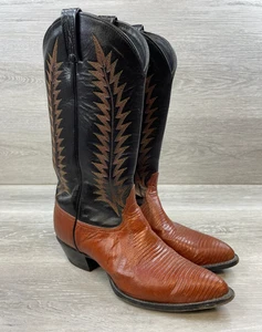 Tony Lama Herren 8,5 Eidechse Leder Western Cowboystiefel Schwarz 127L Exotisch Rodeo - Bild 1 von 15
