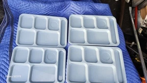 4 Vintage SiLite Melamine School Cafeteria Lunch Divided Trays 614 Blue - Picture 1 of 4