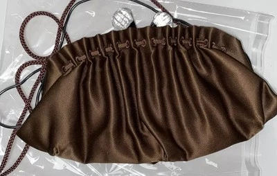 Kate Landry satin clutch purse diamond beaded kiss lock Chocolate brown New Prom - Image 1 of 4