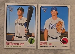 2022 Topps Heritage Bobby Witt Jr Rookie + Julio Rodriguez Rookie Cards - Picture 1 of 6