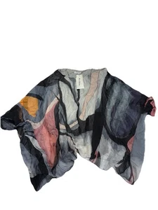 Womens Silk Abstract Long Sleeve Tunic Blouse NWT One Size - Picture 1 of 7