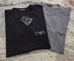 Brandneu mit Etikett Herren T-Shirts Emporio Armani 2er Pack sortiert Rundhals Baumwolle schwarz/grau XL - Bild 1 von 9