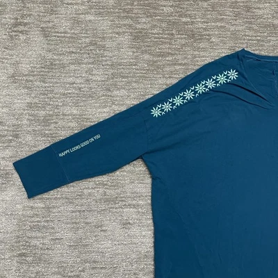 Life Is Good 衬衫女式大码 3XL 蓝色花卉快乐看起来很好 — 第 1/4 张图片
