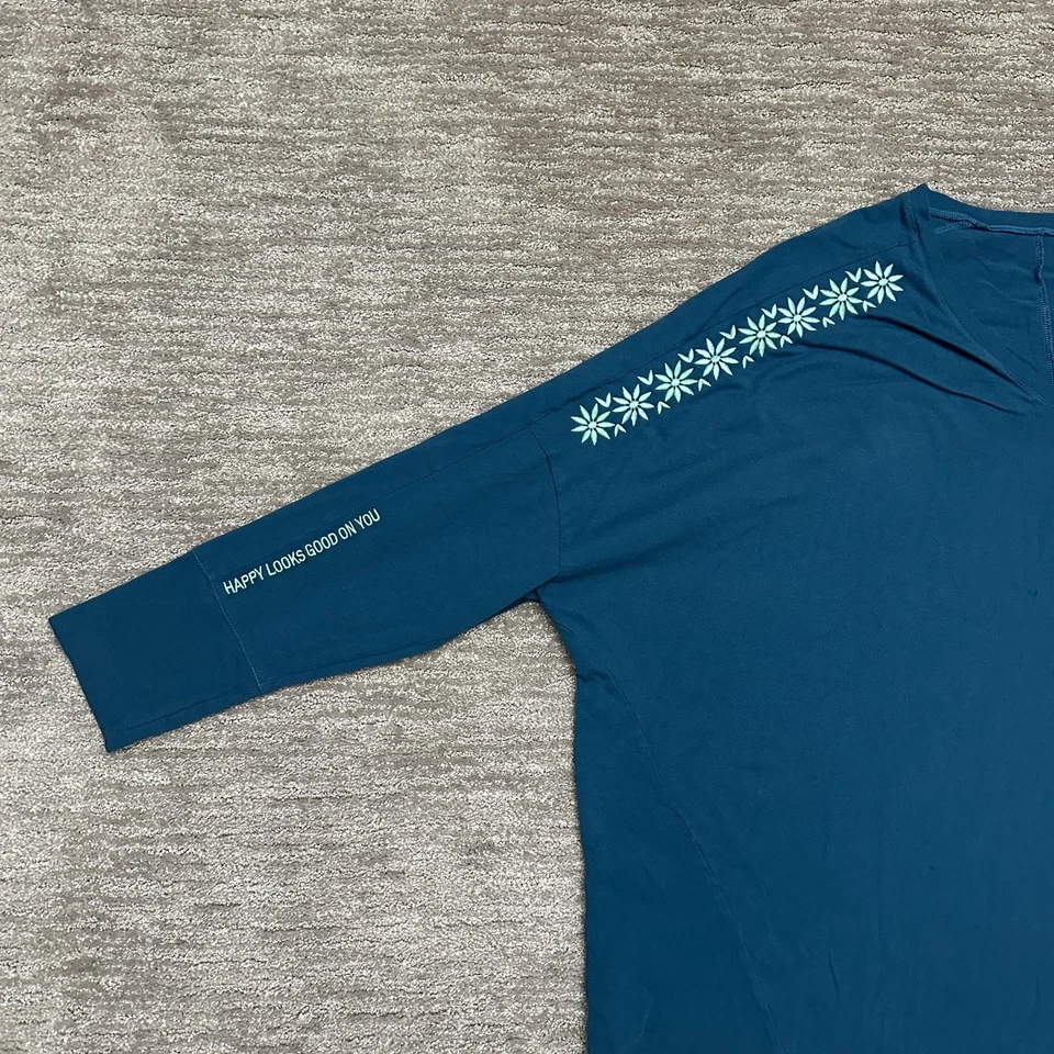 Life Is Good Shirt Womens Plus Size 3XL Blue Floral Happy Looks Good On You - Image 1 of 4