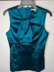 Nanette Lepore Teal Blue Sleeveless Stretch Top Blouse w/Figure 8 Neck Detail M - Picture 1 of 9