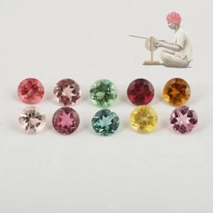 10 Pieces Natural Multi Tourmaline 3mm Round Cut Untreated Loose Gemstone Lots - Picture 1 of 5