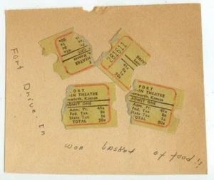 c1950s Lewvenworth Kansas Fort Drive-In Theatre tickets - Picture 1 of 1