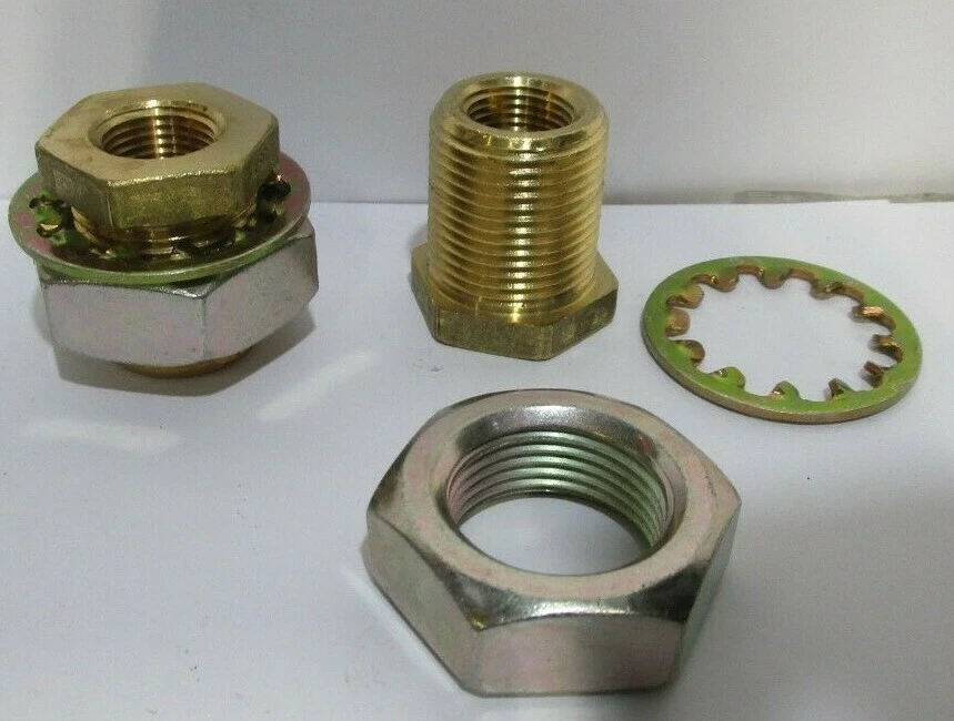 Lot of 2 New 3/8" NPT ID x 3/4" NPT OD 1 3/8" Length Brass Bulkhead Fittings - Image 1 of 1
