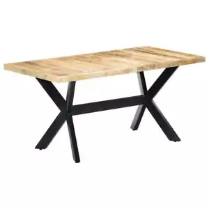 Solid Wood Dining Table Industrial Modern Timber Kitchen Cafe Desk Rectangle - Picture 1 of 12