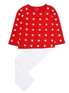 Funkrafts Red & White Stars Print Cotton Kids Night Suit/Lounge Wear/Sleepwear - Picture 1 of 11