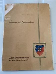 VINTAGE 1975 GERMAN RESTAURANT MENU Albert Olbermann Haus SC Bayer Rare - Picture 1 of 9