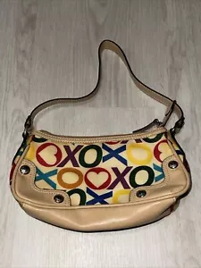 Vintage Y2K 2000s XOXO Mini Shoulder Bag Beige Multicolor Logo Small - Picture 1 of 6