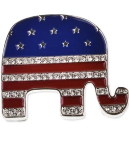 $24.50 Macy's Charter club silve tone Pave red white & blue Elephant pin CC1 - Picture 1 of 1